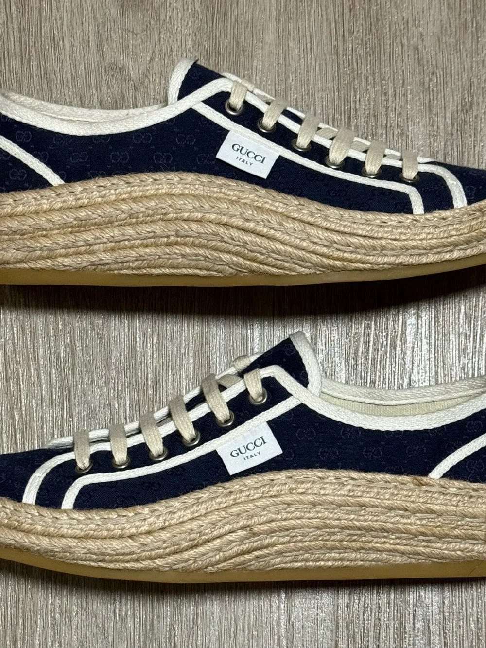 Gucci GG Monogram Canvas Espadrille Sneakers Blue Men’s Size 8.5.. Woman’s Sz 10